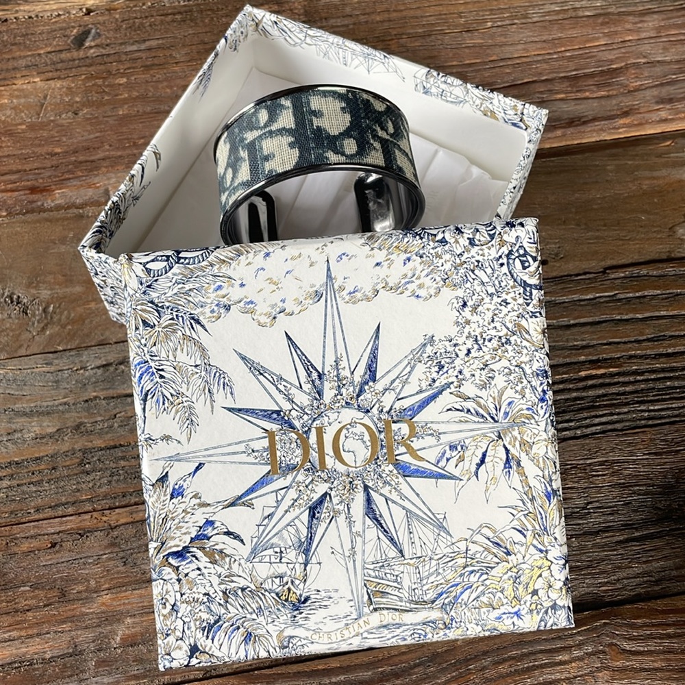 Upcycled‎ Dior coated canvas gunmetal cuff